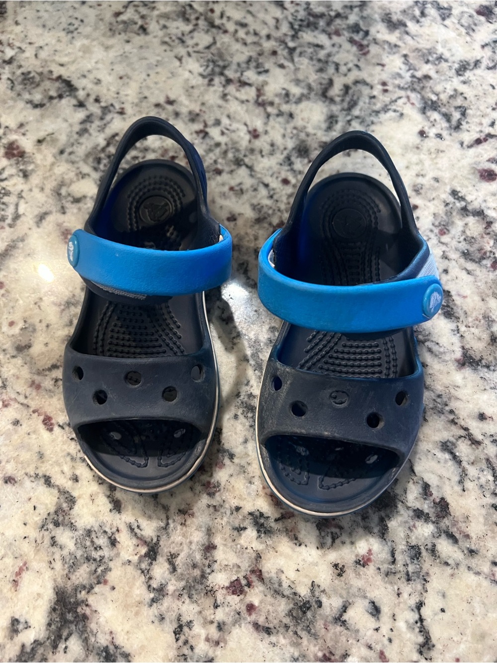 CROCS Kids Navy and Bright Blue Hook-and-Loop Sandals